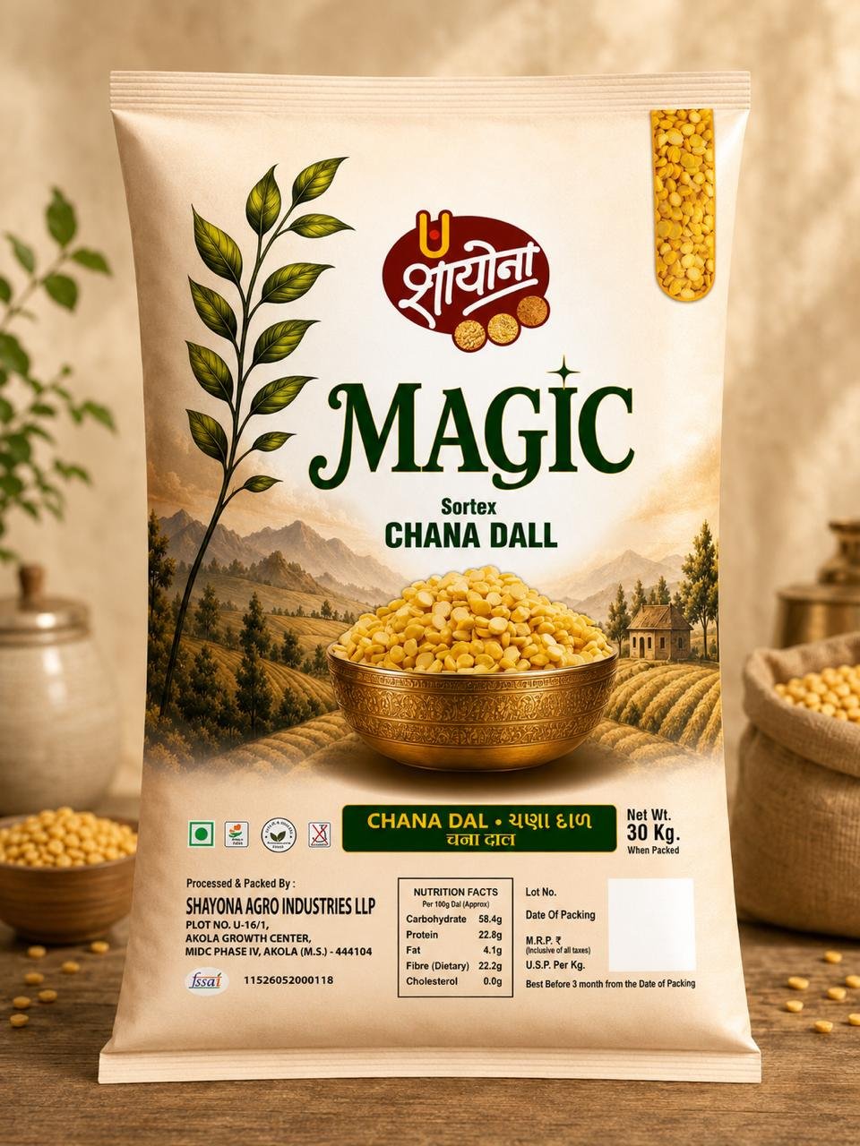 Shayona MAGIC Sortex Chana Dal 30 kg pack