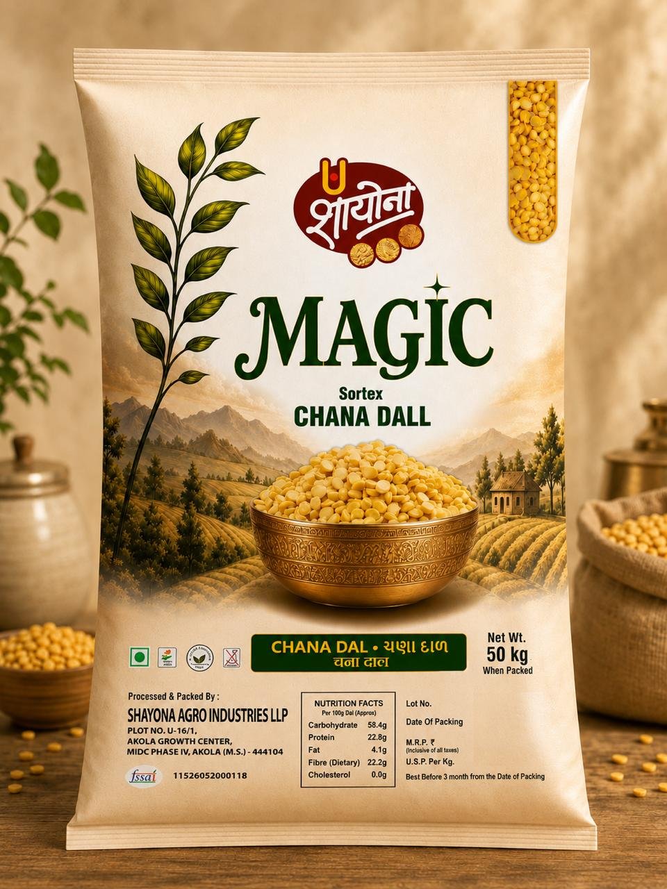 Shayona MAGIC Sortex Chana Dal 50 kg pack