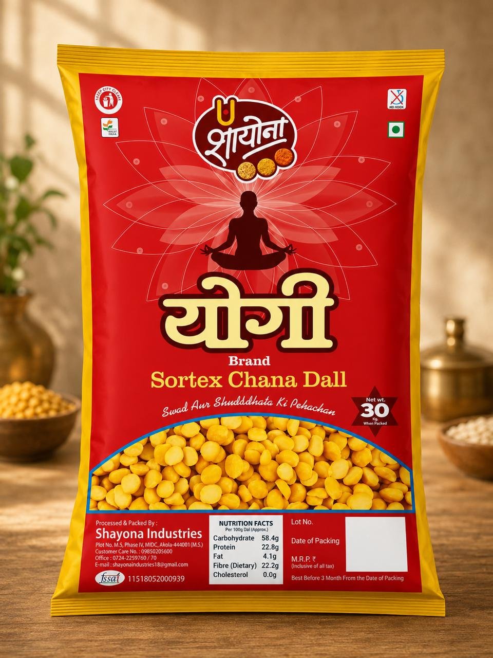 Shayona Yogi Sortex Chana Dal 30 kg pack